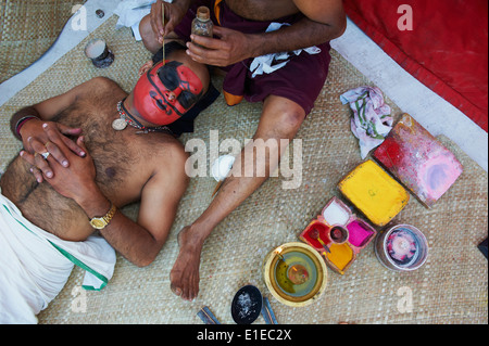 Indien, Bundesstaat Kerala Fort Cochin oder Kochi, Kathakali Tänzer Stockfoto