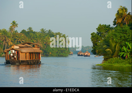 Indien, Kerala state, Allepey Backwaters, Hausboot für Touristen Stockfoto