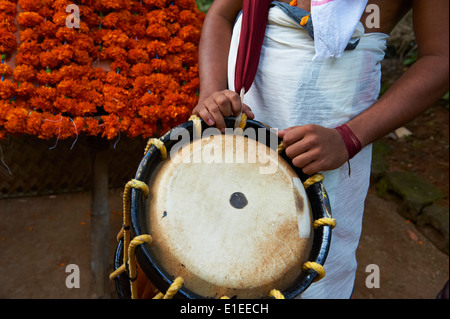 Indien, Bundesstaat Kerala, herum Kannur, Teyyam Zeremonie, Gott abbildende Stockfoto