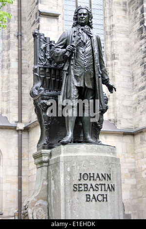 Statue Johann Sebastian Bach Thomaskirche Leipzig. Stockfoto