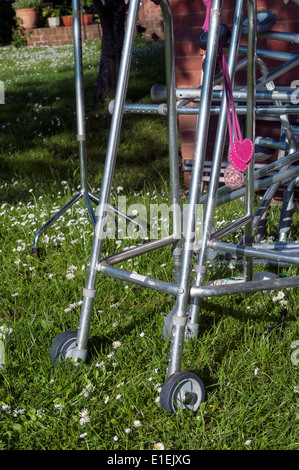 Zimmer Frame, Gänseblümchen, Mobillity, Behinderte, Rollstuhlfahrer, Pflege home.verve,wheelchair, Stuhl, Rad, Handicap, Schatten, Medic hochdrücken Stockfoto