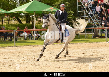 Bratislava-Zahorska Bystrica, Slowakei. 1. Juni 2014.  Marion Stangel (SVK) reitet auf Corivada. Ein dreitägiges Turnier LICA RS Team Grand Prix - wurde in Braitslava-Zahorska Bystrica, Slowakei auf 30.05.14-1.06.14 slowakische Springreiten Cup ausgetragen. Bildnachweis: Dmitry Argunow/Alamy Live-Nachrichten Stockfoto