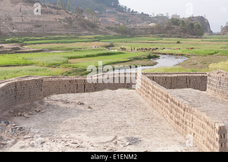 Ziegel-Fabrik, Godawari, Kathmandu, Nepal Stockfoto