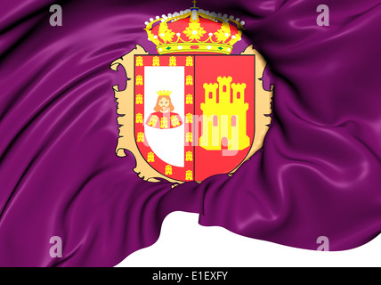 Flagge der Provinz Burgos, Spanien. Hautnah. Stockfoto