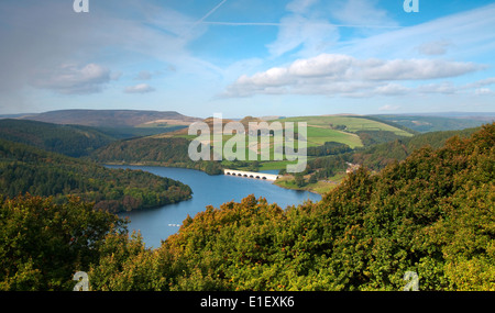 Herbst am Bamford Rand, mit Blick auf Ladybower Vorratsbehälter in den Peak District Derbyshire England UK Stockfoto