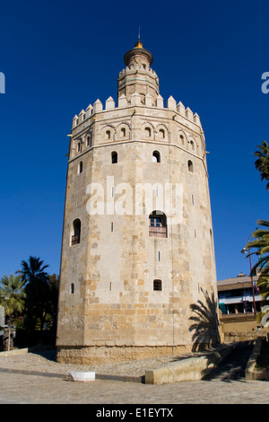 Torre del Oro (Goldener Turm), Sevilla, Spanien. Stockfoto