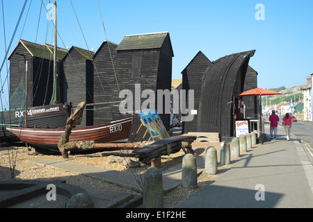 NET-Hütten in Hastings Altstadt East Sussex England UK Stockfoto