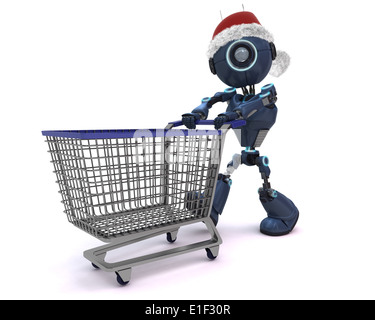 3D Render ein Android Weihnachtseinkäufe Stockfoto