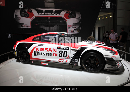 Nissan GT3 Nismo-Rennwagen auf der AMI - Auto Mobil International Fachmesse am 1. Juni 2014 in Leipzig, Deutschland Stockfoto