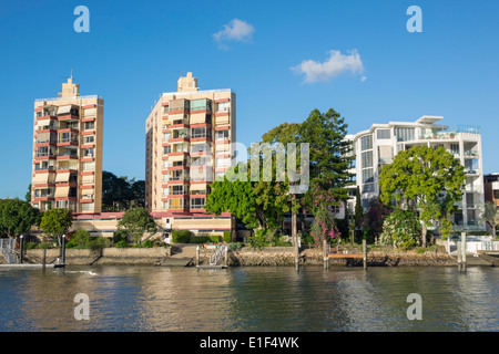 Brisbane Australien, Brisbane River, New Farm, Eigentumswohnungen Wohnapartments Gebäude Gebäude Gehäuse, Häuser, Residenzen, am Wasser, AU1403 Stockfoto