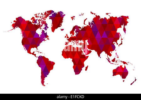Lila Mosaikfliesen World Karte Vektor Illustration abstrakt Stockfoto