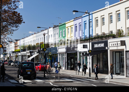 Luxus-Boutiquen auf Westbourne Grove, Notting Hill, London. Stockfoto