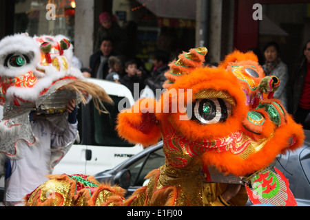 Chinesische Gemeinschaft in Lyon feiert das Chinese New Year, Lyon, Rhone, Rhone-Alpes, Frankreich Stockfoto