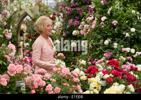 Carol Klein TV-Moderatorin in Rosengarten bei Chelsea Flower Show 2014 Stockfoto