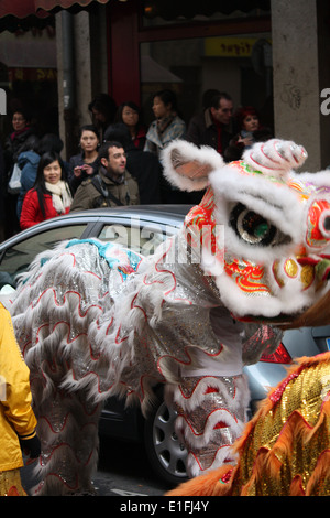 Chinesische Gemeinschaft in Lyon feiert das Chinese New Year, Lyon, Rhone, Rhone-Alpes, Frankreich Stockfoto