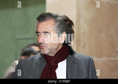 Bernard Henri Levy, französischer Philosoph und Schriftsteller, während des Prozesses der Karikaturist Sine, Lyon, Rhone, Rhone-Alpes, Frankreich Stockfoto