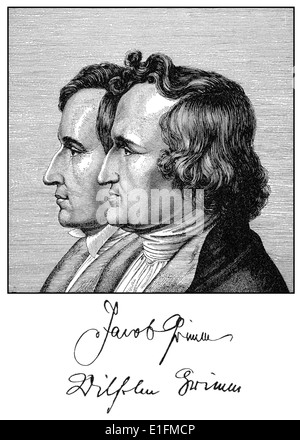 die Brüder Grimm, Jacob Ludwig Karl Grimm, 1785-1863, und Wilhelm Carl Grimm, 1786-1859 Stockfoto
