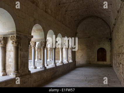 Kreuzgang, Kloster von Sant Cugat del Valles, Katalonien, Spanien Stockfoto