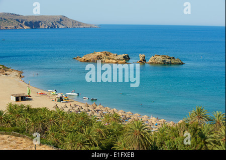 Griechenland, Insel Kreta, Vai Beach und Palm Bäume, Ost-Kreta Stockfoto