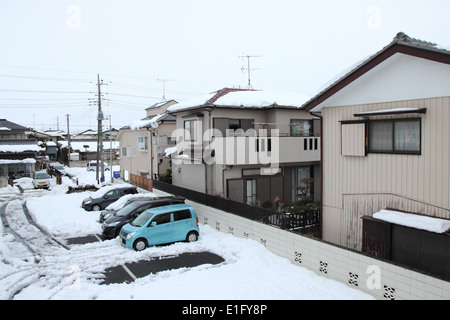 Japan - Feb14: Die schwersten Schnee in Jahrzehnten in Tokio und anderen Bereichen von Japan, am 14. Februar 2014 in Japan Stockfoto