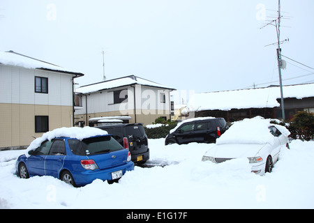 Japan - Feb14: Die schwersten Schnee in Jahrzehnten in Tokio und anderen Bereichen von Japan, am 14. Februar 2014 in Japan Stockfoto