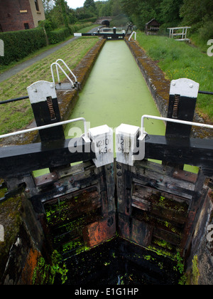 Eine Sperre am Montgomery Kanal in Powys, Wales Ost Stockfoto