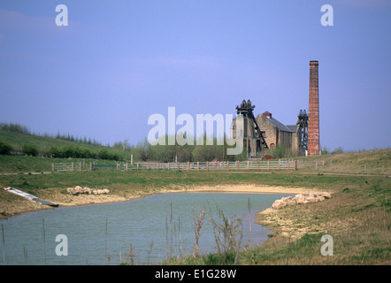 Mining Puppen und Grube arbeiten auf Nottinghamshire Derbyshire Grenze in Pleasely erhalten. Stockfoto