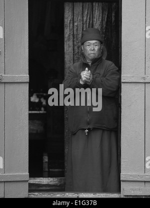 Der Hauptmönch an das Ghoom Yiga Choeling Kloster, Darjeeling, Westbengalen, Indien Stockfoto