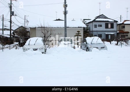 Japan - Feb14: Die schwersten Schnee in Jahrzehnten in Tokio und anderen Bereichen von Japan, am 14. Februar 2014 in Japan Stockfoto