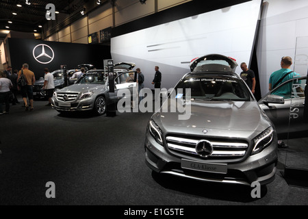 Neue Mercedes-Benz GLA-Klasse auf der AMI - Auto Mobil International Fachmesse am 1. Juni 2014 in Leipzig, Sachsen, Deutschland Stockfoto