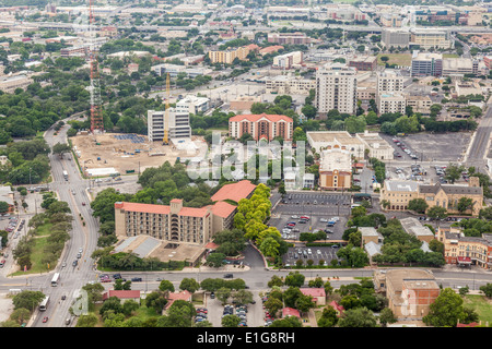 Blick aus dem Tower of the Americas in HemisFair Park in San Antonio, Texas. Stockfoto