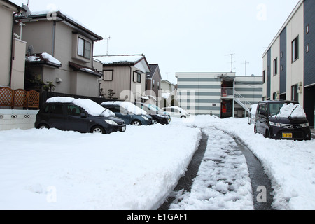 Japan - Feb14: Die schwersten Schnee in Jahrzehnten in Tokio und anderen Bereichen von Japan, am 14. Februar 2014 in Japan Stockfoto