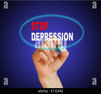 Worte "Depression" auf weißem Hintergrund gemacht in 2d Software zu schreiben Stockfoto