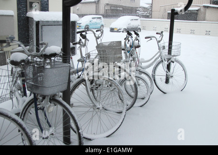 Japan - Feb08: Die schwersten Schnee in Jahrzehnten in Tokio und anderen Bereichen von Japan, am 8. Februar 2014 in Japan Stockfoto