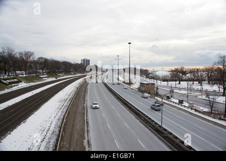 Ansicht West von der Fußgängerbrücke von der alten Vergnügungspark landet. Stockfoto