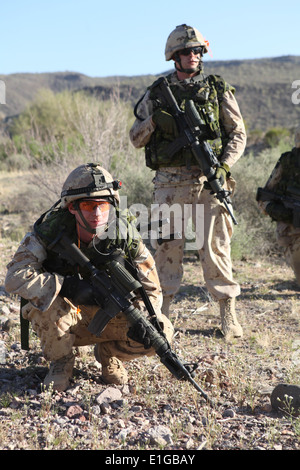 Kanadische Infanterie Soldaten November Company, 3. königliches kanadisches Regiment warten auf Abholung vom Norden Tac Flugplatz, Luke Air F Stockfoto