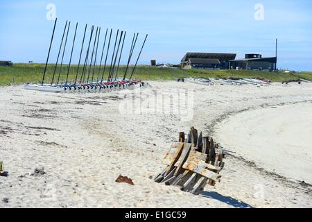 Ein Strand auf eines der Glénan-Inseln (Französisch: Îles des Glénan oder Archipel des Glénan, Breton: Inizi Glenan) sind ein Archipel vor der Küste von Frankreich. Finistere, Bretagne, Frankreich, 28. Mai 2014. Foto: Frank Mai / picture Alliance Stockfoto