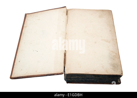 Altes Buch isoliert auf weißem Hintergrund Stockfoto