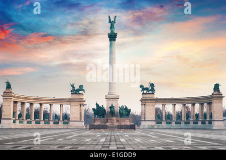 Heldenplatz in Budapest, Ungarn. Stockfoto