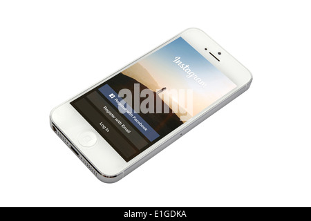 Instagram-app auf einem Iphone 5 Bildschirm Stockfoto