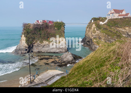 Die Insel am Stadtstrand von Newquay Cornwall England UK Europe Stockfoto