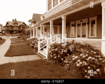 Saisonale Häuser, Oak Bluffs, Martha's Vineyard, Massachusetts Stockfoto