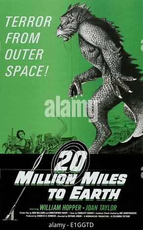 20 Millionen Meilen auf der Erde ein 1957 American Science Fiction Film starring William Hopper und Joan Taylor. Stockfoto