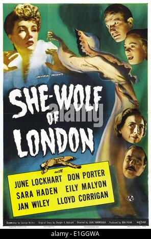 Sie Wolf in London, 1946 Horror Film starring Juni Lockhart. Stockfoto