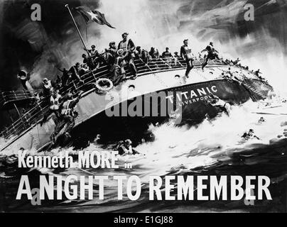 Eine Nacht zu erinnern, ein britischer Spielfilm 1958 starring Kenneth Mehr. Erzählt die dtory der Untergang des Schiffes Titanic in Stockfoto