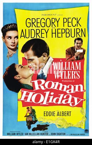 Roman Holiday mit Gregory Peck und Audrey Hepburn 1953 romantische Komödie. Stockfoto