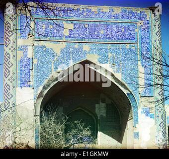 Kush-Medrese. Äußeren Eingang. Buchara, Usbekistan, Russland von Sergei Mikhailovich Prokudin-Gorskii, 1863-1944, Fotograf. Stockfoto