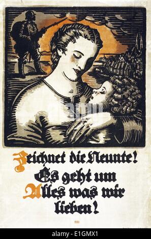 Zeichtnet die Neunte! Es Geht un Alles was Wir Lieben! Lucian Bernhard. Vom Jahre 1918 Stockfoto