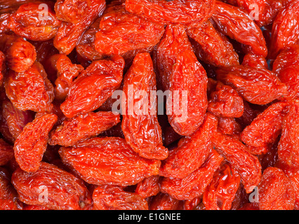 Trockene rote Frucht Gojibeere, Nahaufnahme. Stockfoto