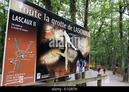 Eingang der Höhle von Lascaux, Aquitaine, Dordogne, Frankreich. Stockfoto